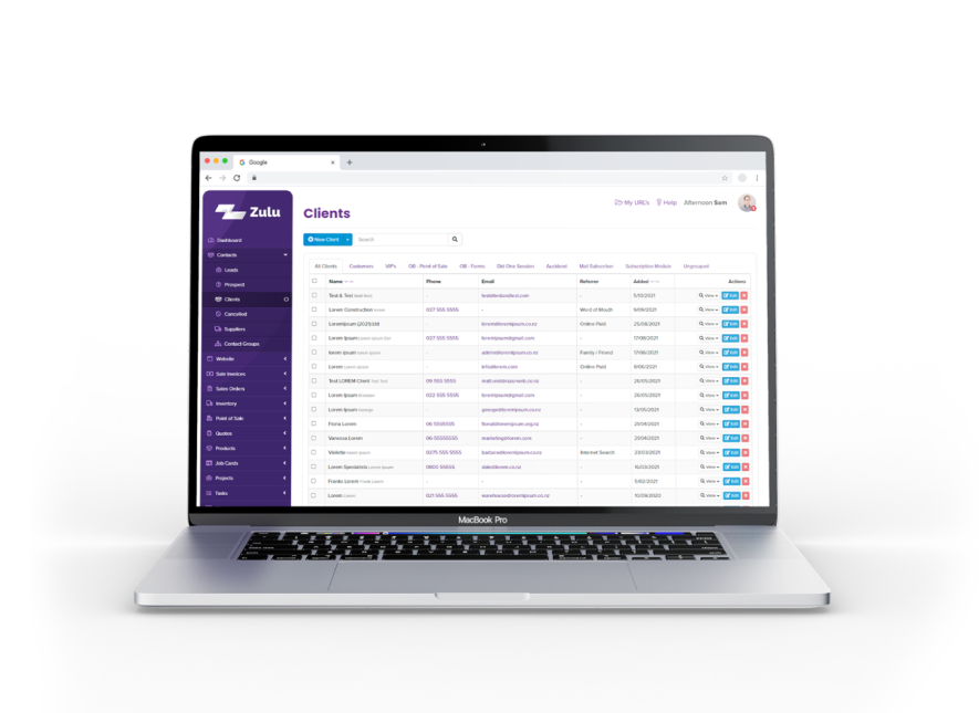 Zulu CRM on Macbook