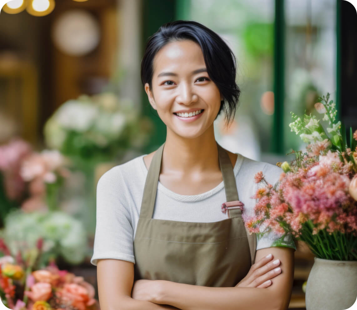 woman working in retail florist shop