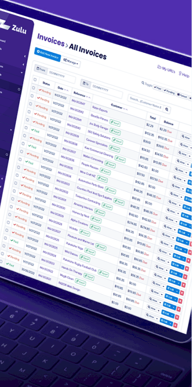 Capture payments against invoices using Zulu subscription software